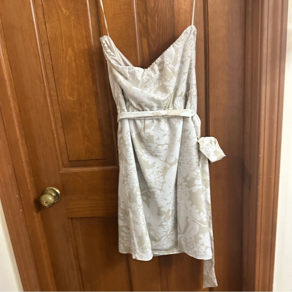 Express Cream Strapless Sundress with Cowl Neck for Wedding Guest - Picture 4 of 4